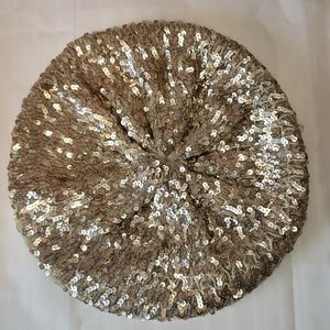 Topshop Champagne Sequin Beret - LIKE NEW
